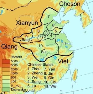 Map of the Zhou Dynasty